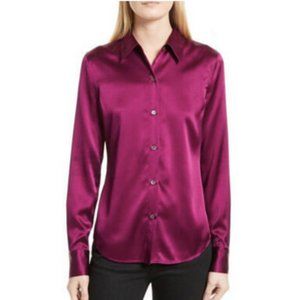 NWT Theory Perfect Fitted Stretch Satin shirt sz S